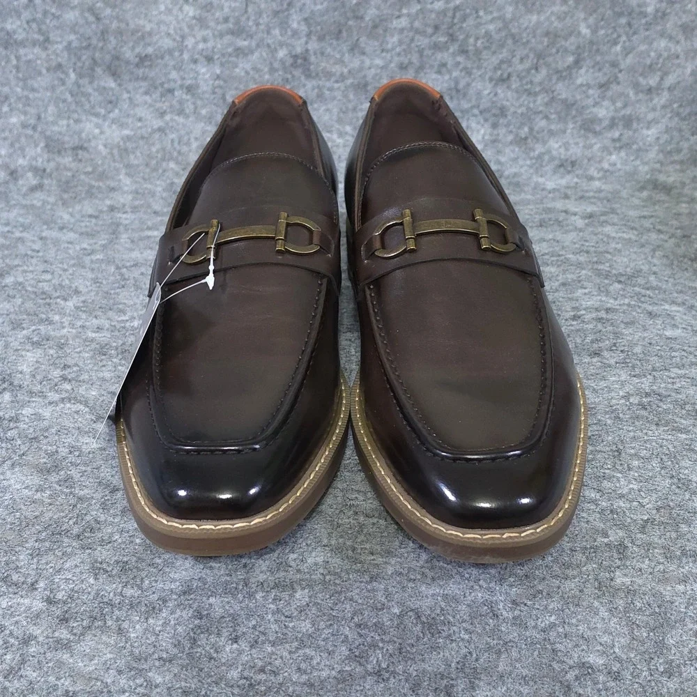Van Heusen Grayson Mens Brown Bit Loafers Memory Foam Dress Shoe Size 10.5M nwob